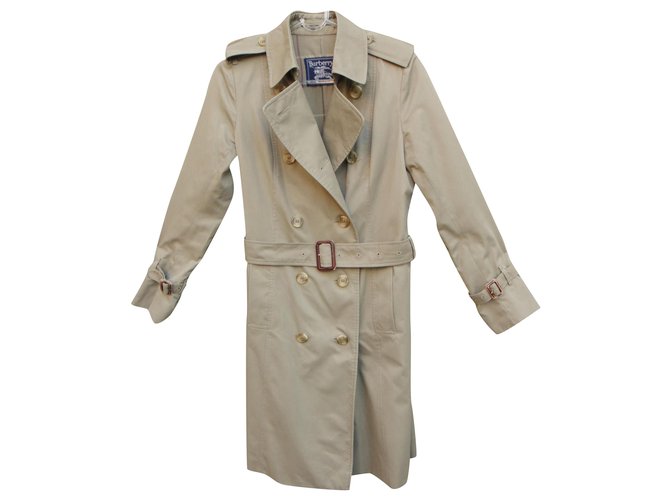 trench coat vintage das mulheres Burberry 36 Caqui Algodão Poliéster  ref.289649