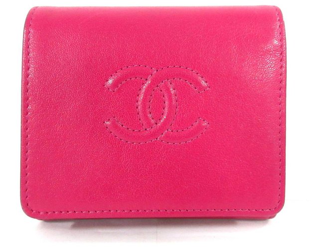 Portefeuille Chanel Cuir Rose  ref.289670