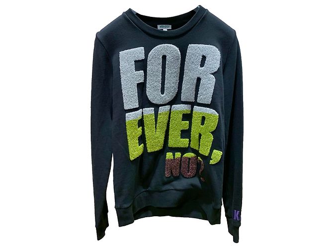Felpa Kenzo Nera e Multicolore in Cotone S Nero
