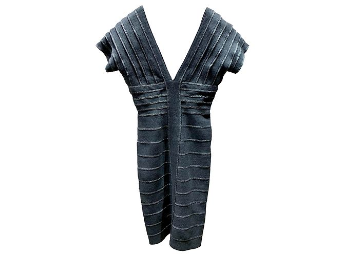 Vestido midi Herve Leger gris de rayón