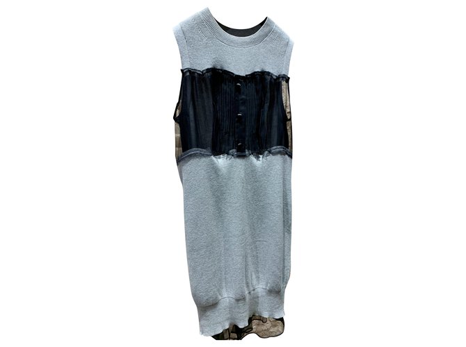 Sacai Dresses Black Grey Cotton  ref.289711