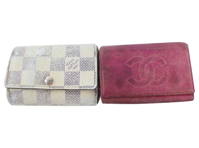 Chanel Damier Azur Multicles and Pink Caviar Key Case  ref.289727