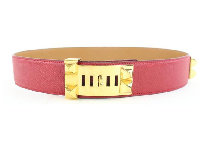 Hermès Red Leather Collier de Chien Belt  ref.289776
