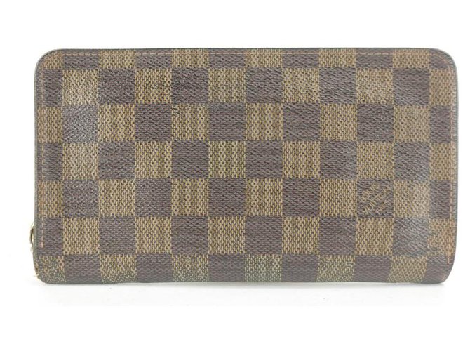 Louis Vuitton Damier Ebene Zippy Wallet Zip Around Long Marron  ref.289896