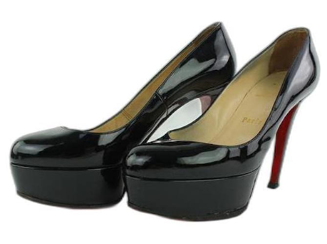 Christian Louboutin Black Patent Bianca Platform Heels Escarpins Noir  ref.289957