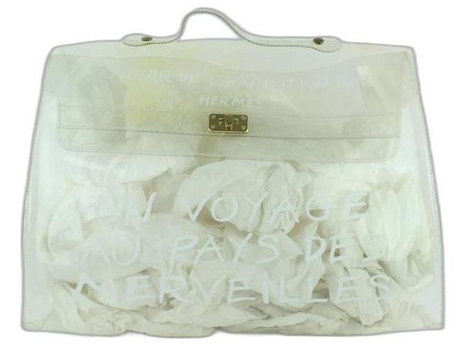 Bolso tote de vinilo blanco Hermès Kelly Translucent Souvenir de edición limitada
