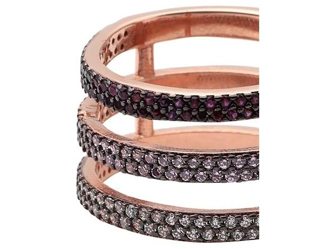 Autre Marque Anello a tripla fascia Kurshuni placcato oro rosa e zirconi Multicolore