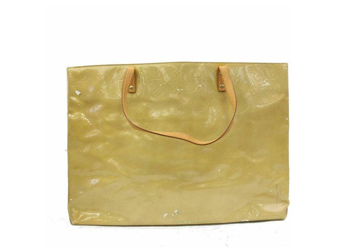 Louis Vuitton Reade Gm Yellow-green Monogram Vernis Leather Tote  ref.290034