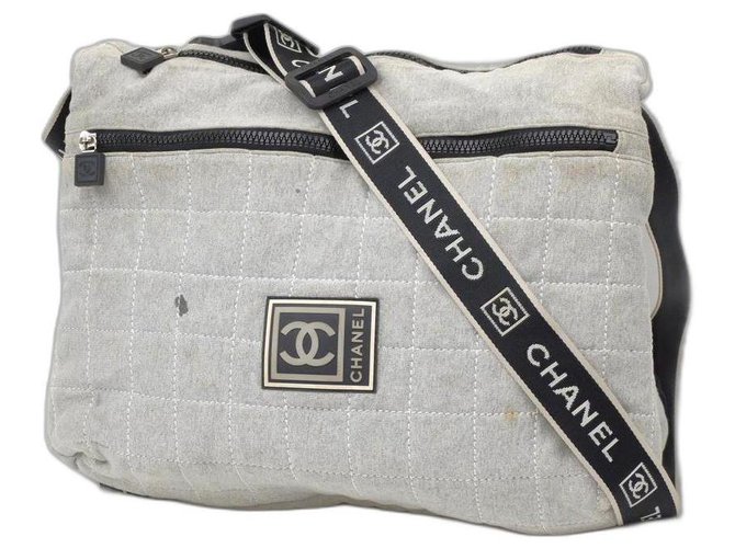 Chanel Quilted Sports Logo CC Messenger Grey  ref.290078