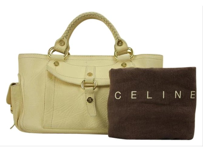 Céline Boogie Ivory Cream Leather Satchel Yellow  ref.290191