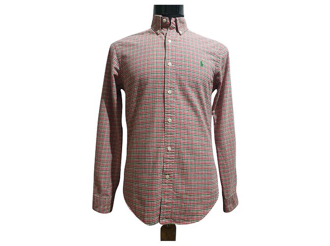 Camicia Polo Ralph Lauren Tartan in cotone Rossa Verde Rosso Multicolore