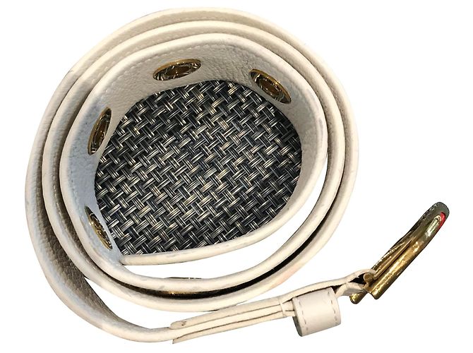 Cinturón reversible Loro Piana de cuero blanco y tweed
