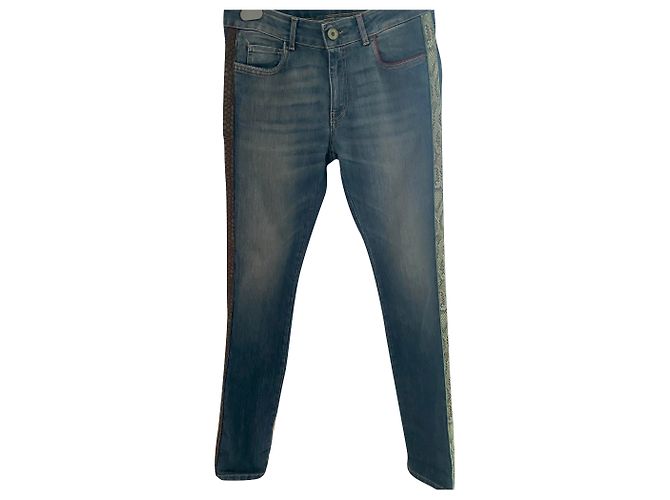 Autre Marque PIANURA STUDIO JEANS Jeans mit Eidechsen-Ausschnitten Pianustudio Blau
