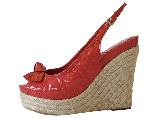 Christian Dior sandali Rosso Pelle verniciata  ref.290420
