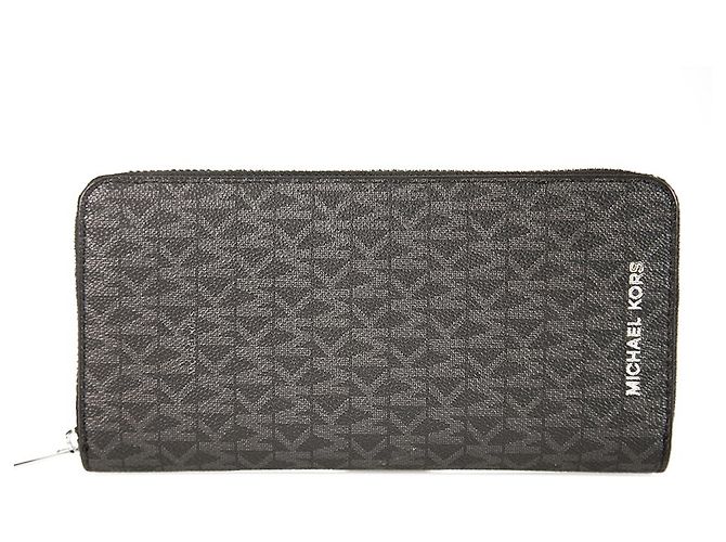 Michael Kors - Cooper Black Logo Leinwand Reißverschluss um Smartphone Brieftasche , NEU Schwarz