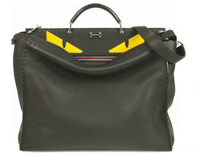 Fendi Peekaboo Selleria Black Monster Leather Tote Extra Large Handbag  ref.290435