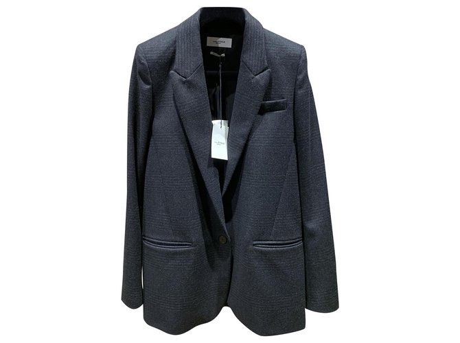 Isabel Marant Etoile Coats, Outerwear Dark grey Polyester Wool  ref.290544