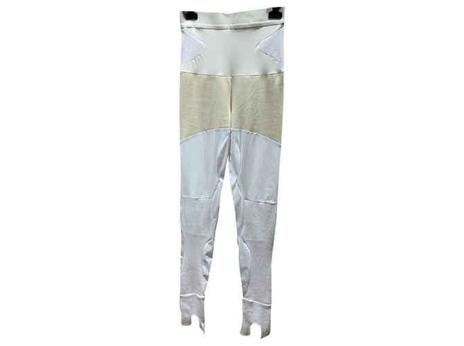 Céline Un pantalon, leggings Coton Polyamide Blanc Crème  ref.290570