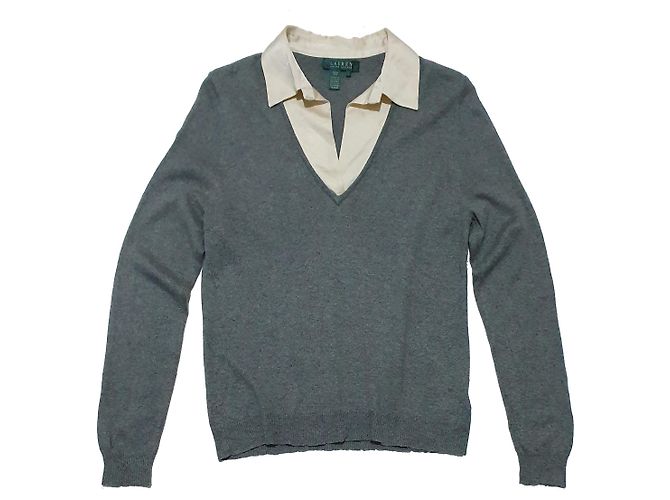 Ralph Lauren Bluse aus Seide und Kaschmir Grau