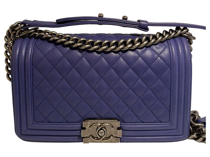 Chanel Boy Tasche Blau Lammfell  ref.290812