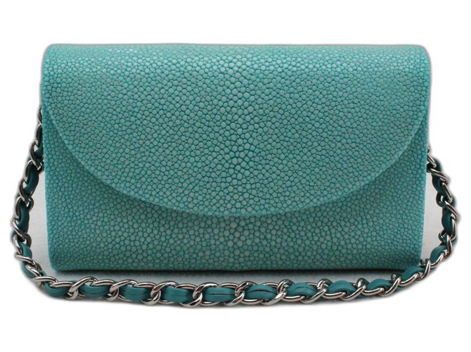 Autre Marque Turquoise stingray clutch bag Exotic leather  ref.290819