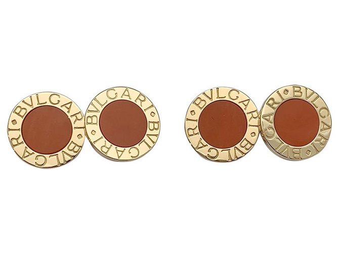 Bulgari cufflinks, "Bvlgari Bvlgari", yellow gold, Coral. White gold  ref.290854