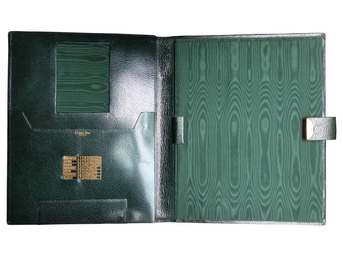 Christian Dior Carteiras Pequenos acessórios Verde escuro Couro  ref.290913