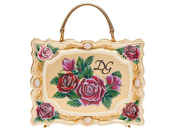 Dolce & Gabbana Bolso Dolce Box en madera dorada pintada a mano Añadir a la lista de deseos €6.450 Dorado  ref.290927