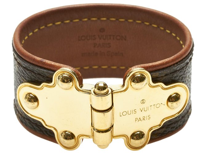 Authenticated Used LOUIS VUITTON Louis Vuitton Brasserie LV Circle  Reversible Bracelet M6268 Monogram Canvas Leather Brown Rouge 