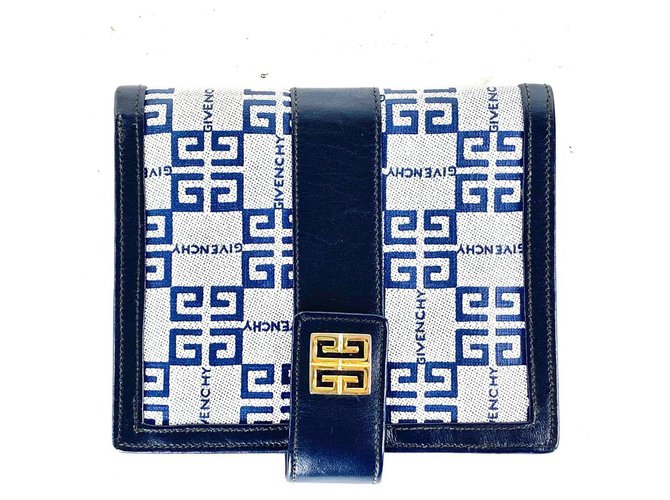 Givenchy Portefeuille à rabat bleu marine à logo Snap Compact  ref.291246