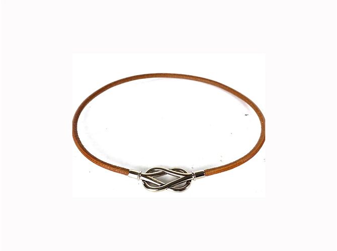 "Gargantilha ou pulseira de prata Hermès Infinity Loop" Marrom