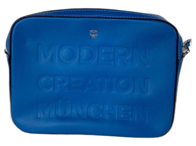 MCM Blue Leather Clutch Modern Creation  ref.291358
