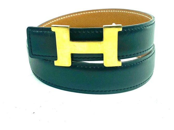 Hermès Hermes 24Kit de cinto reversível com logotipo mm H dourado preto marrom Ouro branco  ref.291515