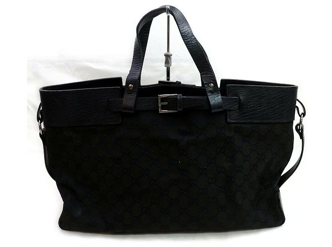 Gucci Sac cabas à boucle de ceinture Cabas monogramme noir GG