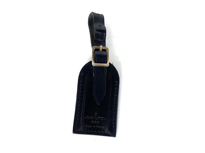 Louis Vuitton Black Leather Luggage Tag Bag Charm ref.291531 - Joli Closet