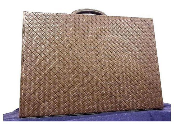 Bottega Veneta Attache Briefcase Interwoven Brown Leather  ref.291560