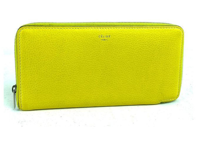 Céline Yellow Leather Large Zipped Multifunction Wallet  ref.291579