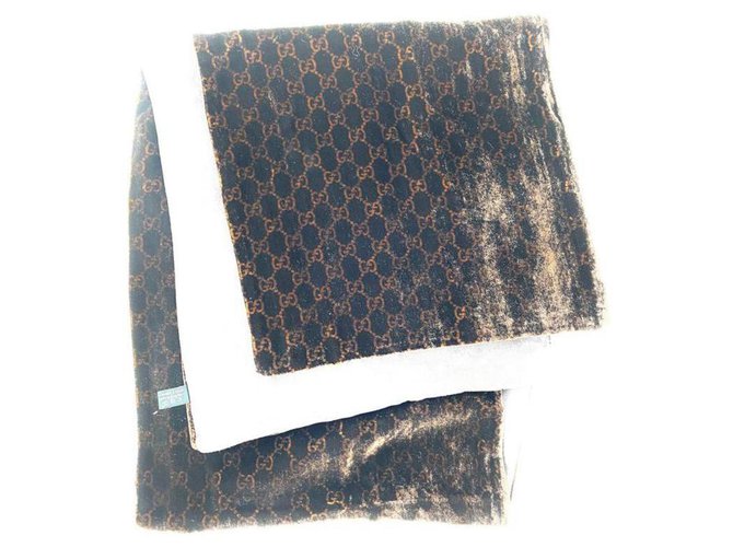 Gucci Monogram GG Scarf Wrap Velour Velvet Brown  ref.291655