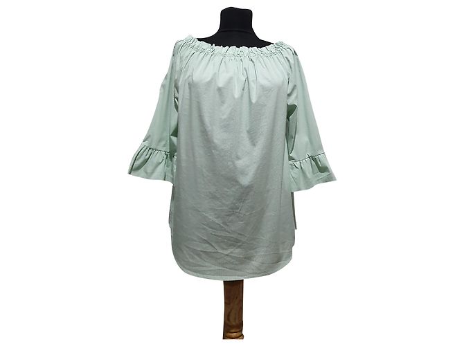 Autre Marque Camicetta verde a righe Rich and Royal Bianco