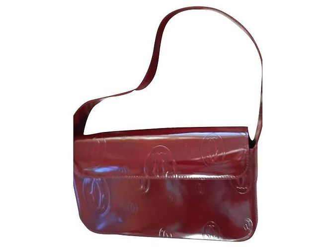 Cartier Handtasche Dunkelrot Lackleder Bordeaux