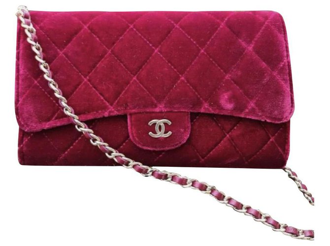 Chanel Burgundy Quilted Velvet Mini Classic Flap Bag Leather ref