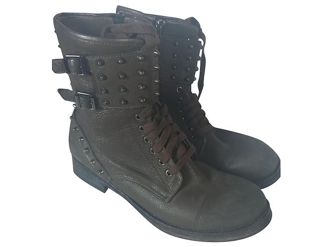 Botas de couro Ash em tom cáqui Caqui