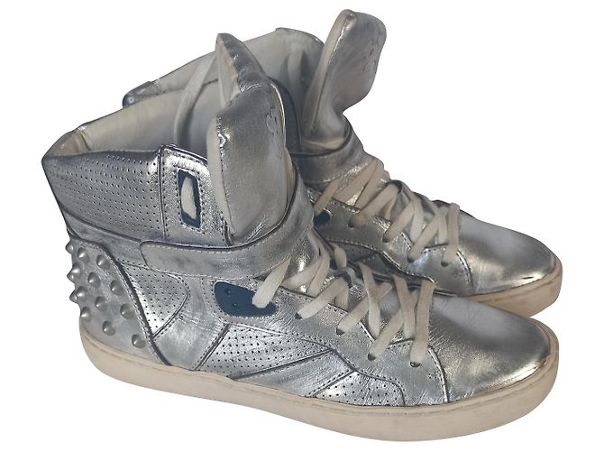 Ash High-Top Sneaker aus silbernem Leder 41