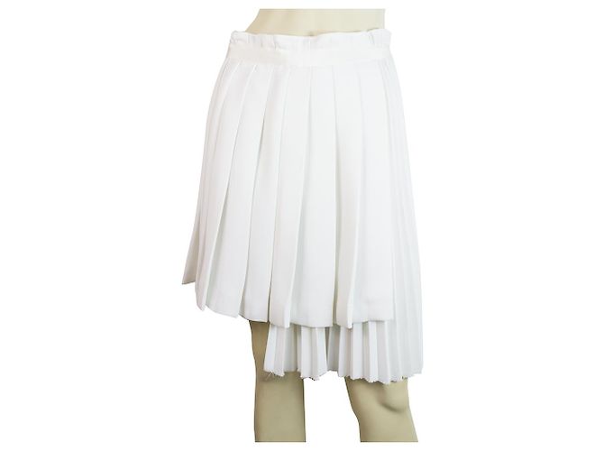 Ermanno Scervino White Asymmetric Plissee Rock mit hoher Taille 40 Weiß
