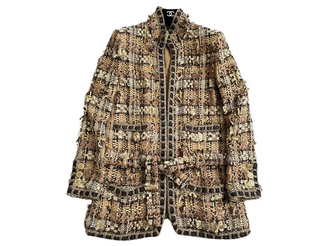 Chanel 14K$ RARE Paris-ROME Jacket Beige Tweed  ref.292509
