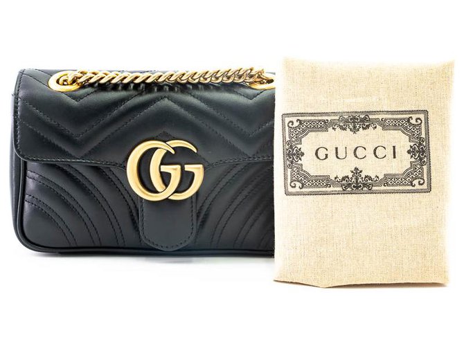 Gucci GG Marmont Minitasche Schwarz Leder  ref.292871