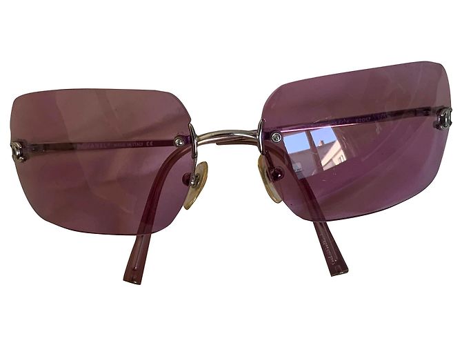 Chanel Sonnenbrille Rosa Metall Pink