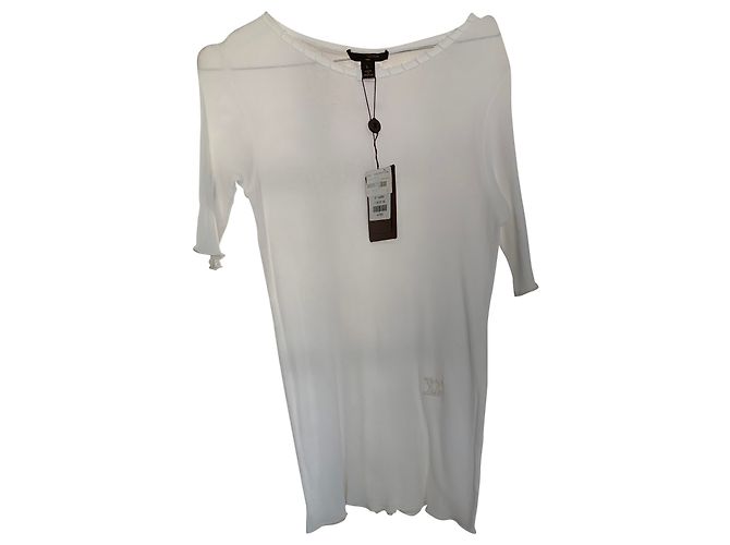 T-shirt Louis Vuitton com Colar de Pérolas Branca Branco