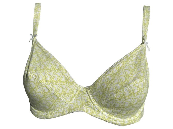 never worn bra lingerie dior monogram White Green Cotton  ref.293056
