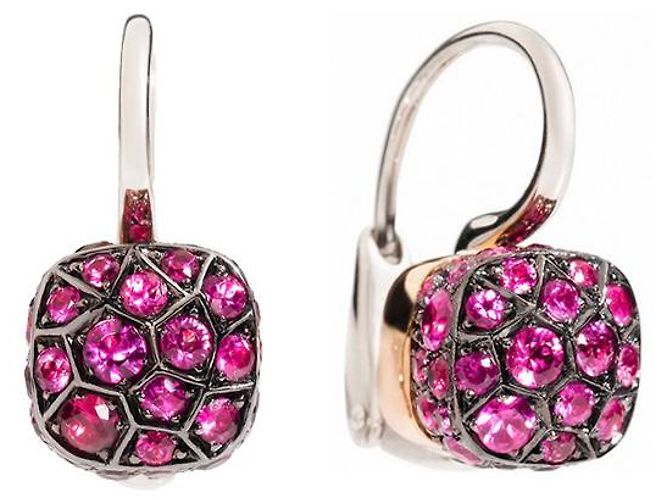 Orecchini Pomellato Nudo in oro rosa e bianco con rubini